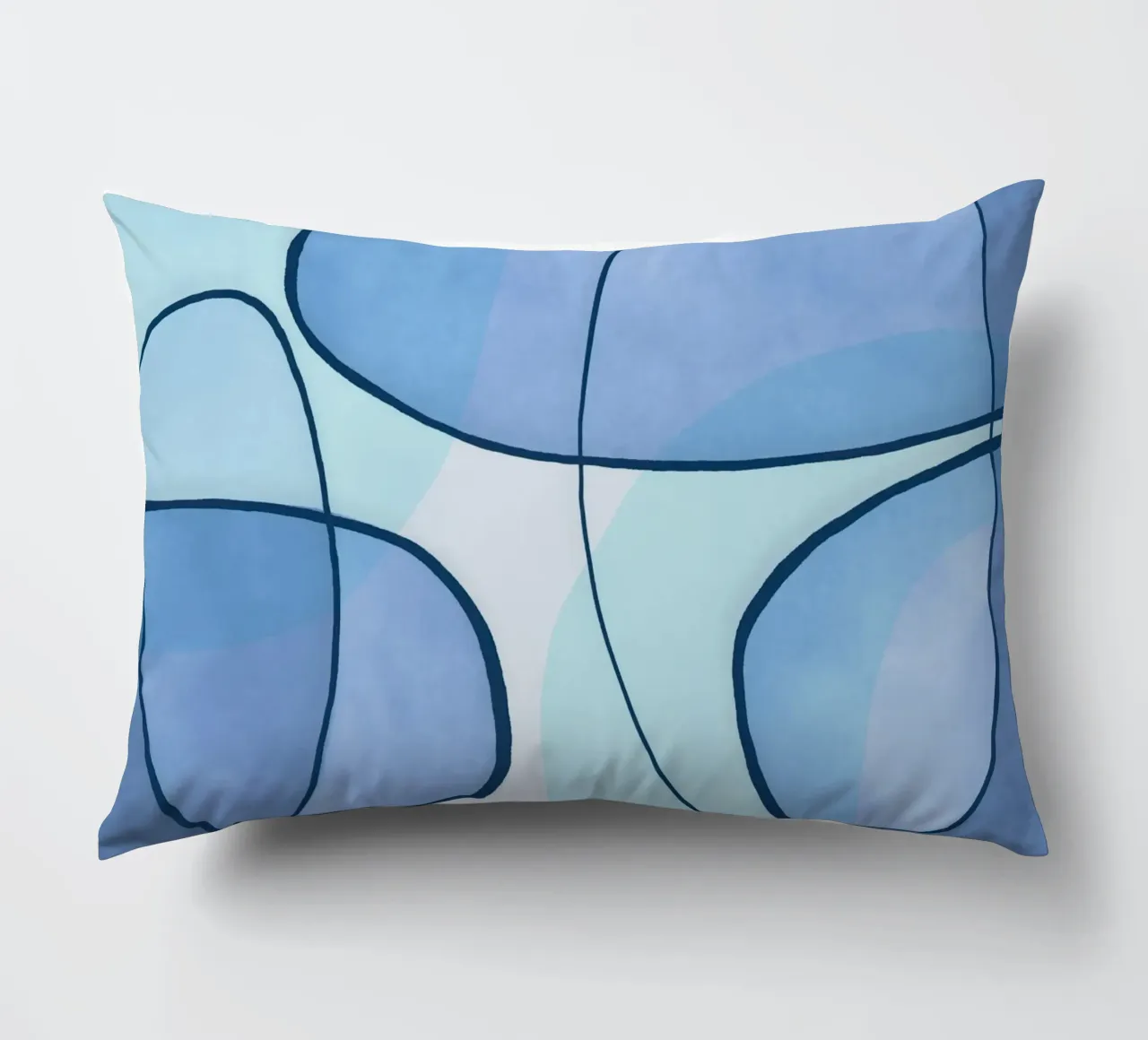 Abstract Line Art Ocean Blue cuscino da Andrea Haase Contemporary Timeless