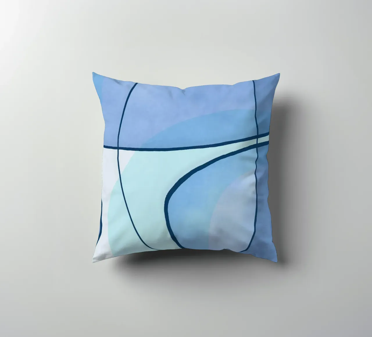 Abstract Line Art Ocean Blue cuscino da Andrea Haase Contemporary Timeless
