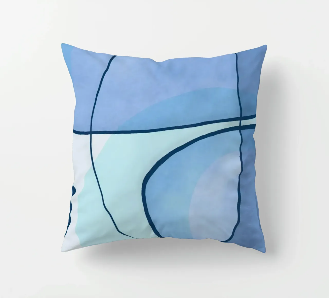 Abstract Line Art Ocean Blue cuscino da Andrea Haase Contemporary Timeless