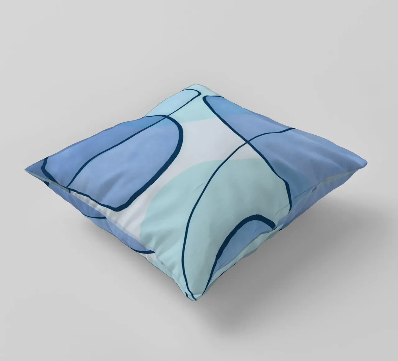 Abstract Line Art Ocean Blue cuscino da Andrea Haase Contemporary Timeless