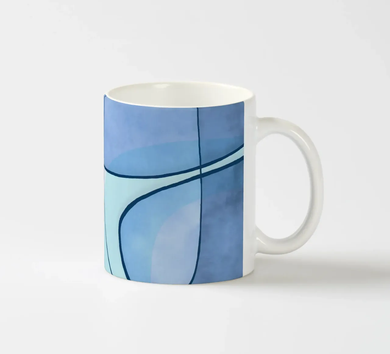 Abstract Line Art Ocean Blue tazza in ceramica da Andrea Haase Contemporary Timeless
