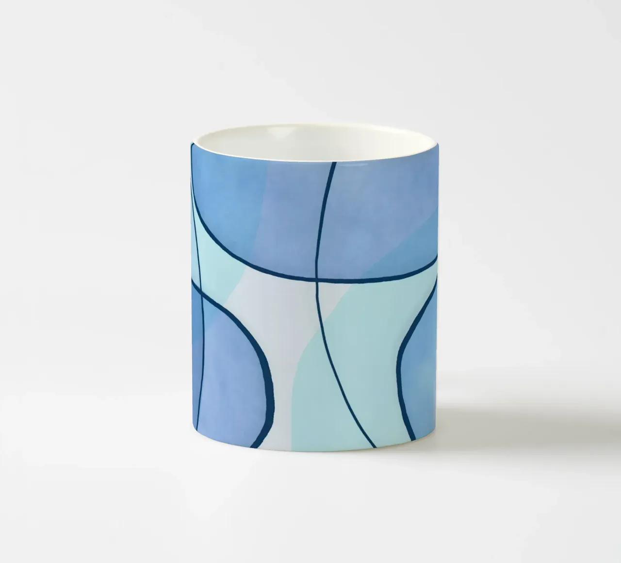 Abstract Line Art Ocean Blue tazza in ceramica da Andrea Haase Contemporary Timeless