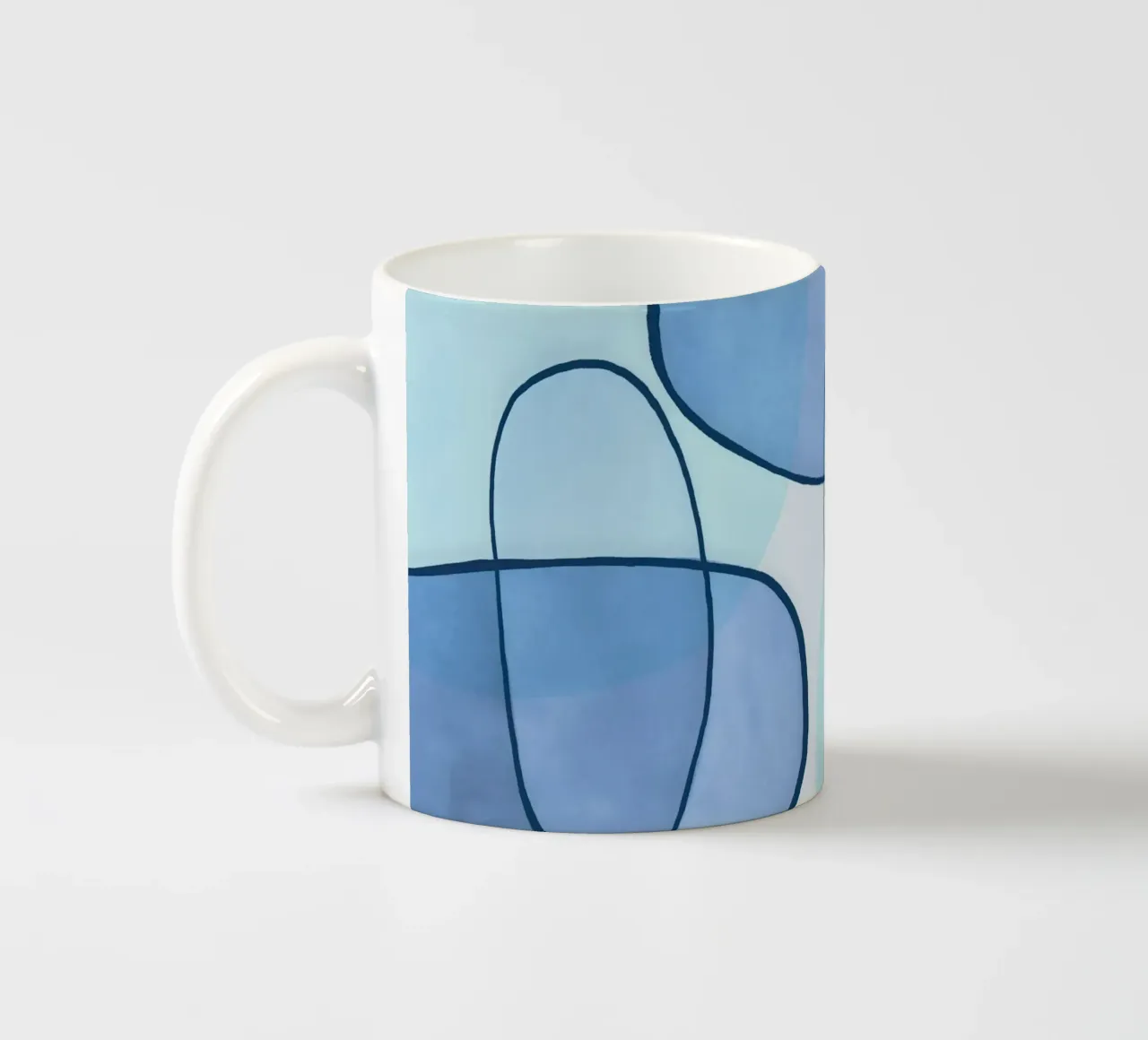 Abstract Line Art Ocean Blue tazza in ceramica da Andrea Haase Contemporary Timeless