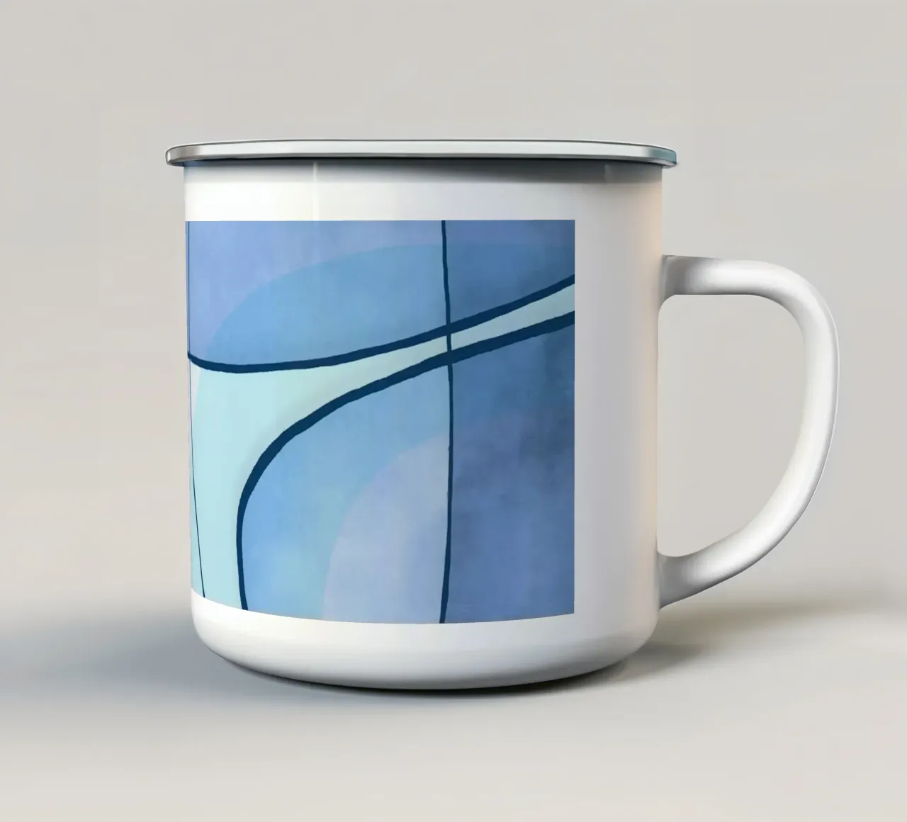 Abstract Line Art Ocean Blue tazza in smalto da Andrea Haase Contemporary Timeless