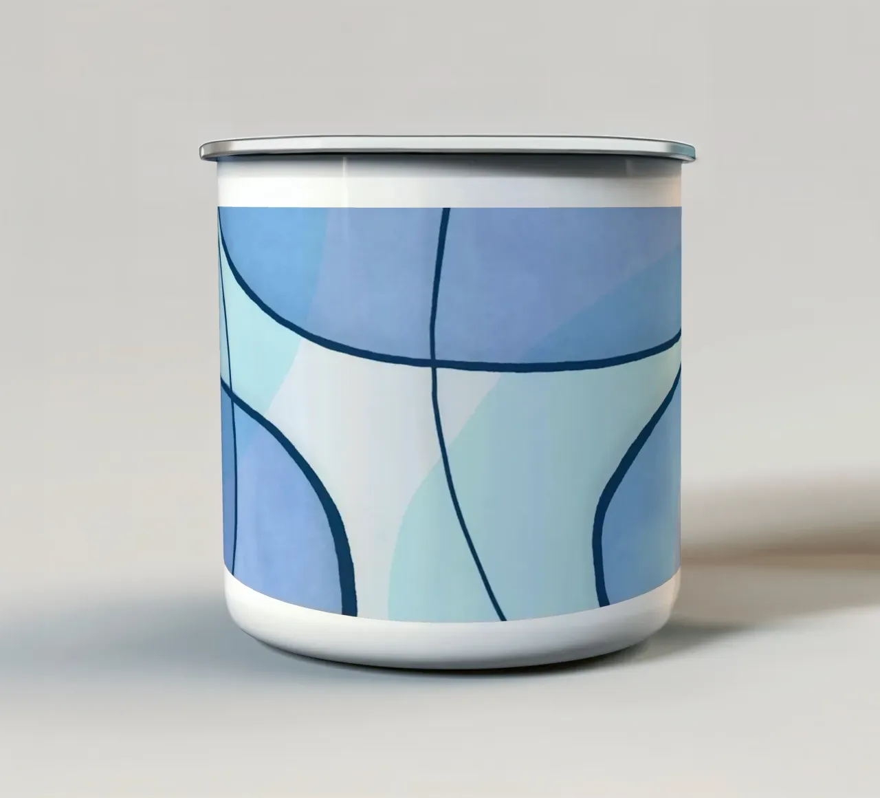 Abstract Line Art Ocean Blue tazza in smalto da Andrea Haase Contemporary Timeless