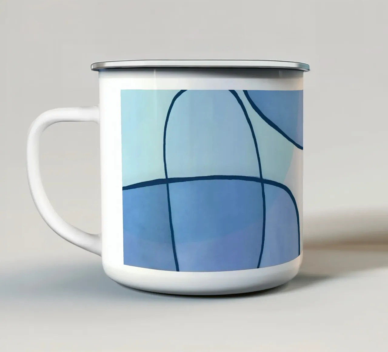 Abstract Line Art Ocean Blue tazza in smalto da Andrea Haase Contemporary Timeless