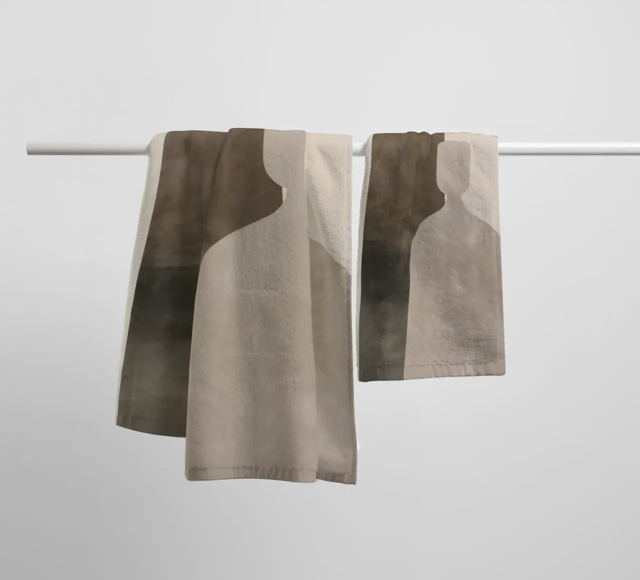 Together - Minimal Abstract Figures Print (Ensemble - Figures abstraites minimales) serviette de bain de Aralyn