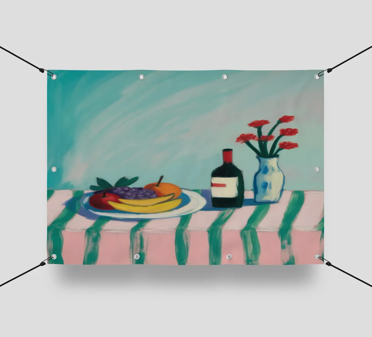 Natura morta con frutta e vino telo in pvc da Vivid Narratives