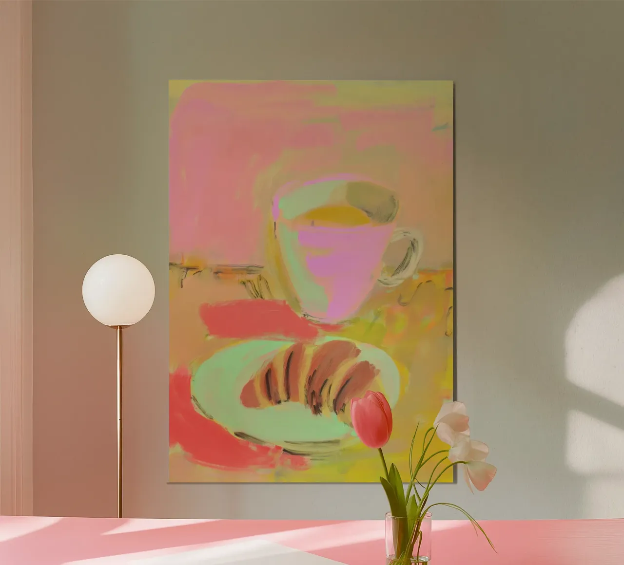 Natura morta con tazza e pasticcino alluminio dibond da Bright Horizons