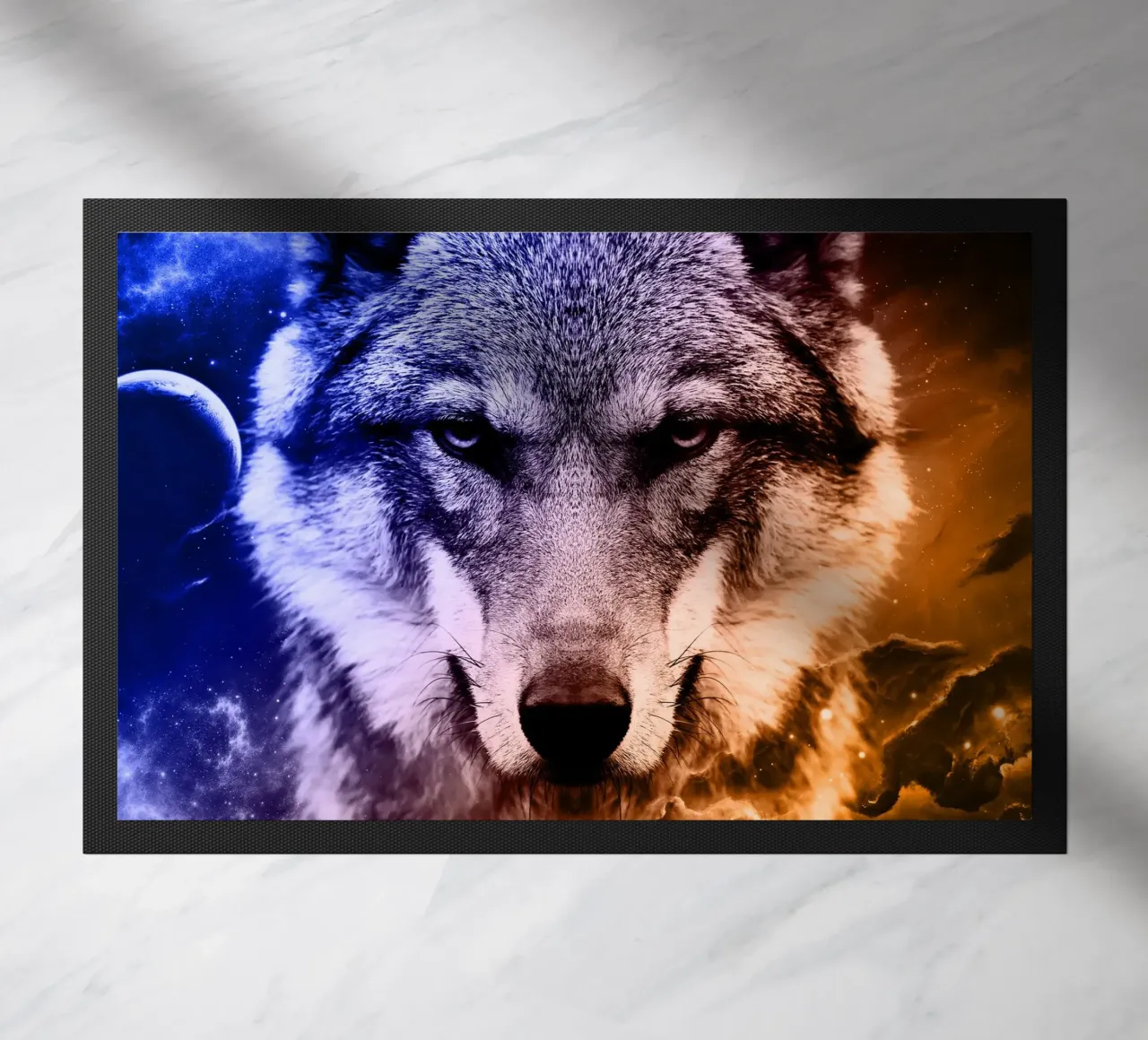 Wolf Galaxy doormat by Mateo