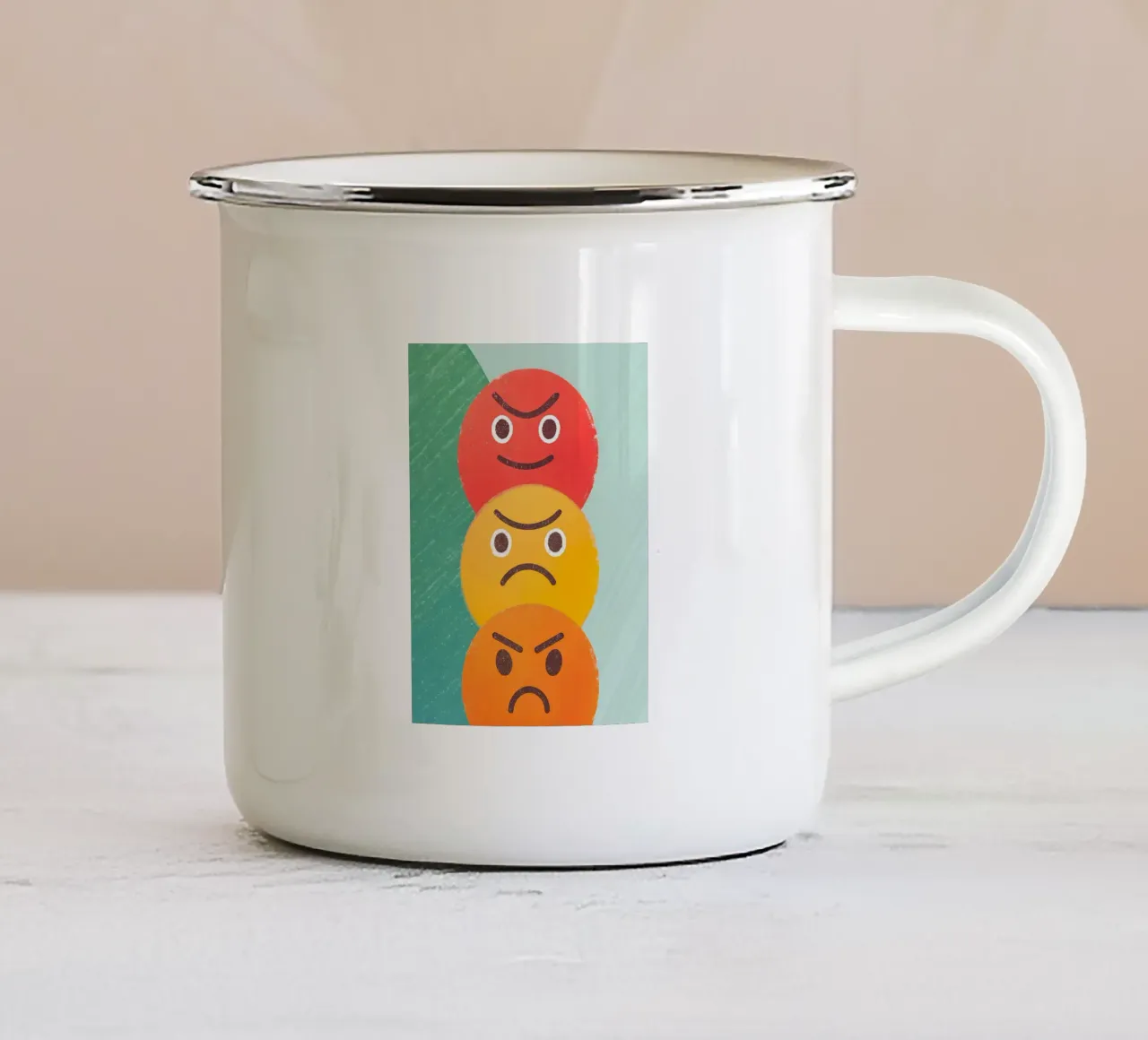 Espressione del viso arrabbiato tazza in smalto da LOYAL SHOP