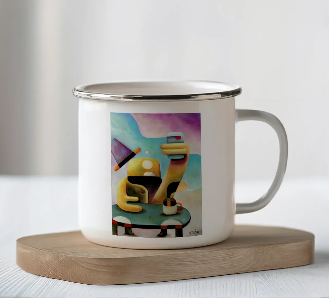 Garçon du Wifi ! tazza in smalto da Antony Squizzato
