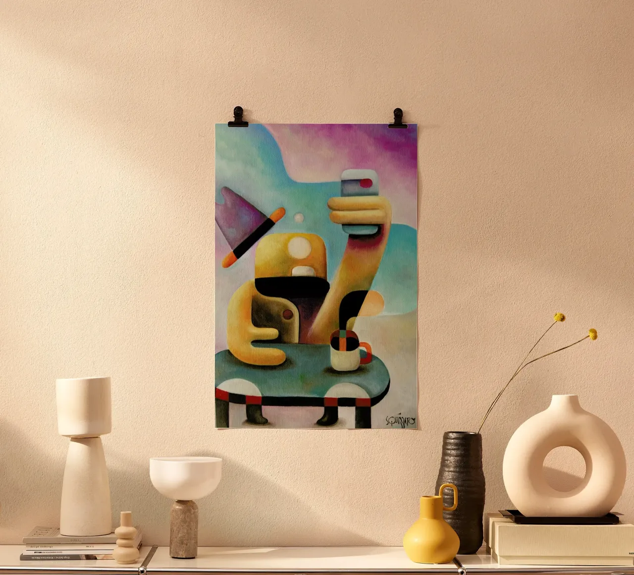 Garçon du Wifi ! poster con telaio in plastica da Antony Squizzato