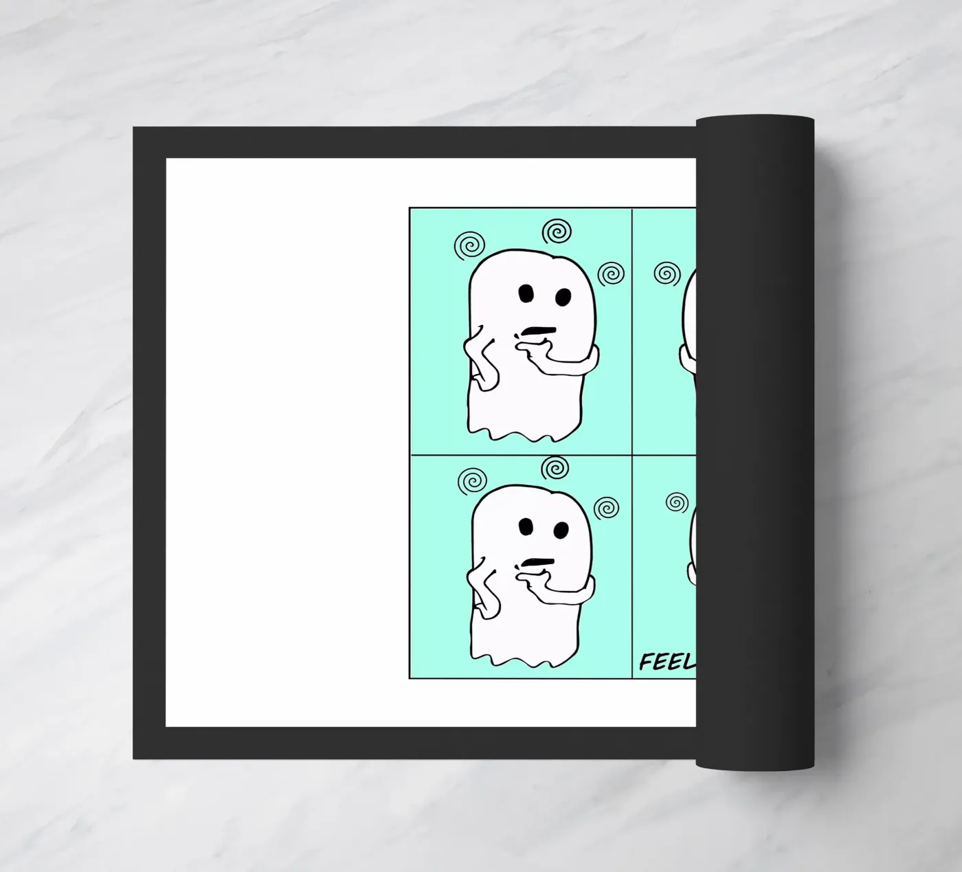 Invisible Cute Ghost Comics doormat by sillyindustries
