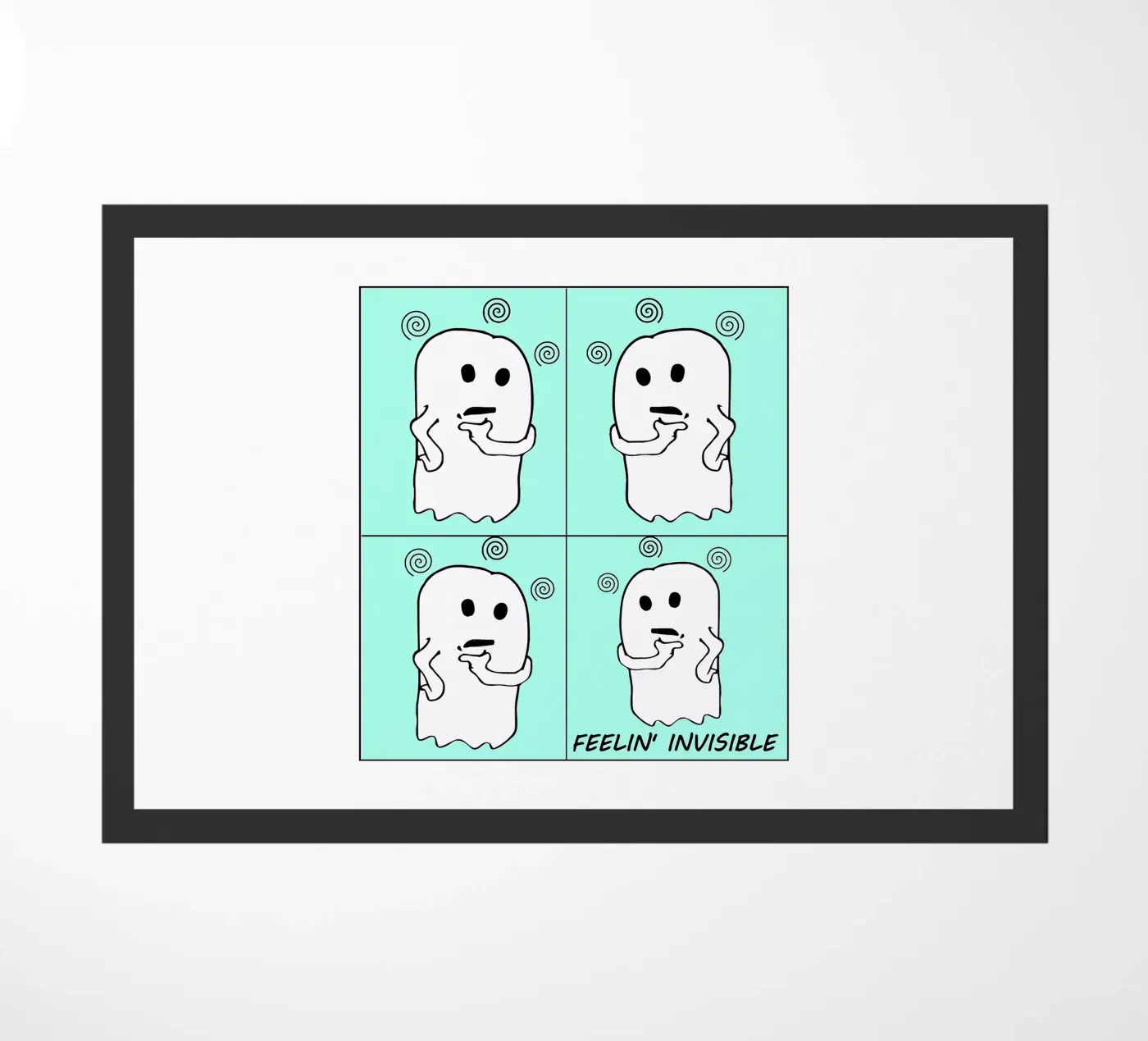 Invisible Cute Ghost Comics doormat by sillyindustries