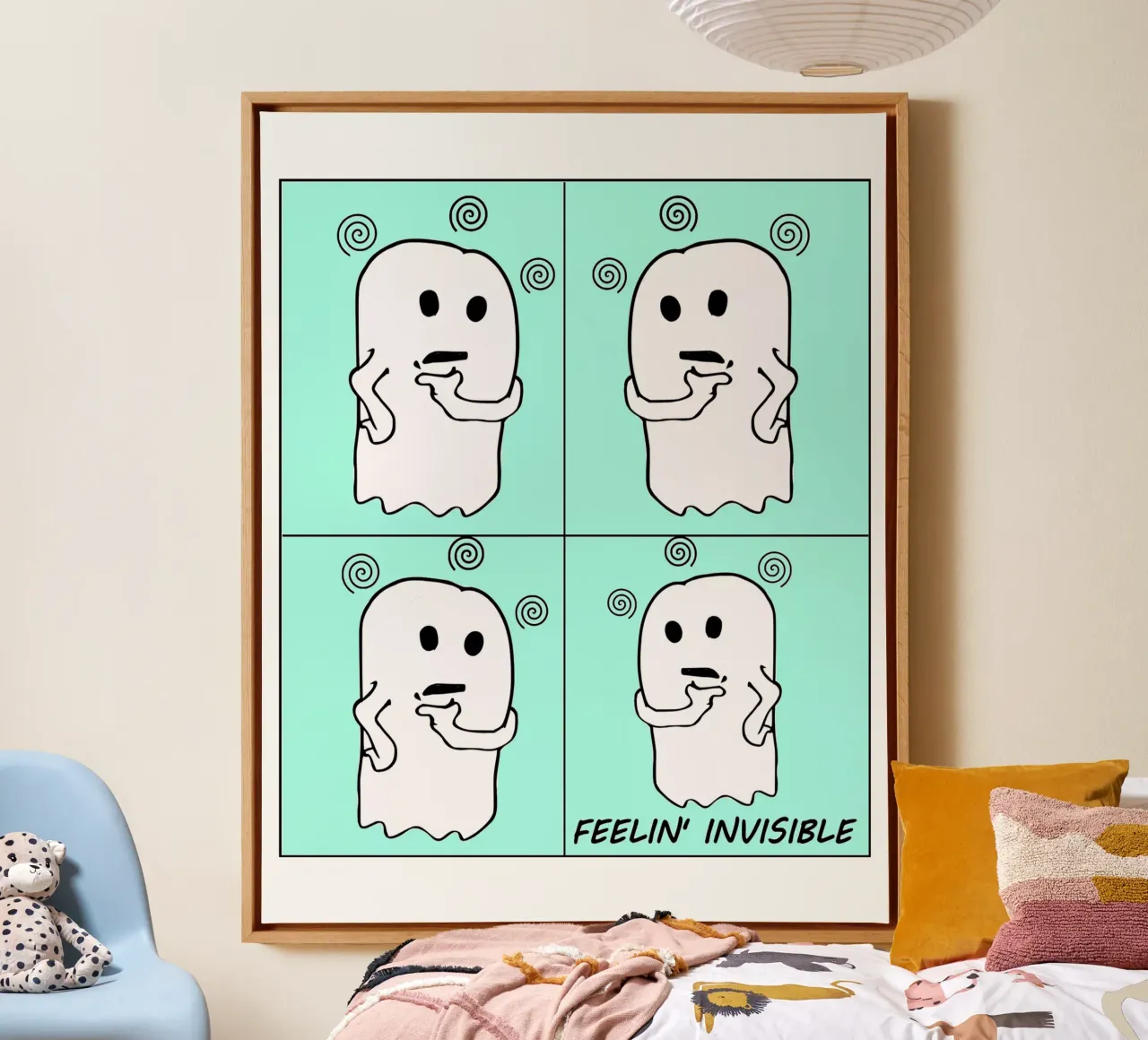 Onzichtbare Schattige Spookjes canvas met Baklijst van sillyindustries
