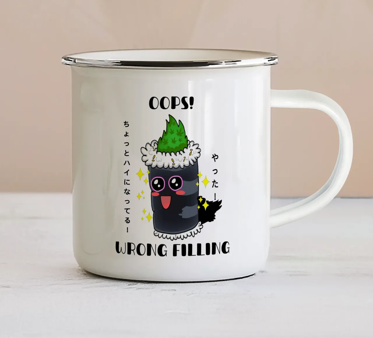 Rotolo di sushi verde tazza in smalto da sillyindustries