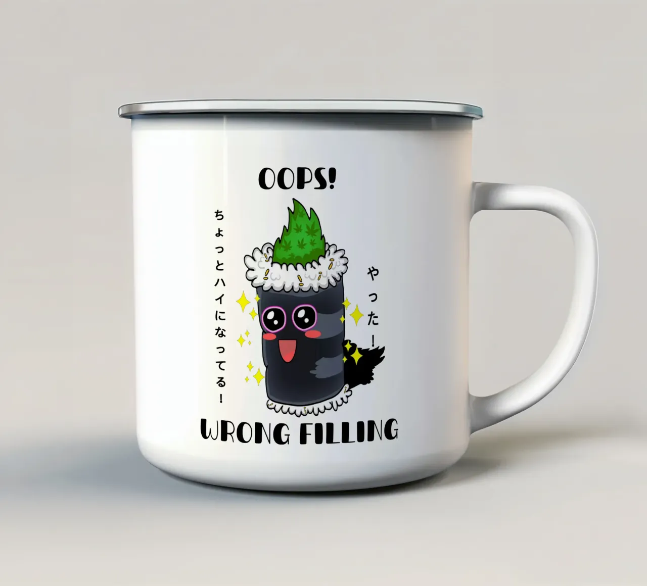 Rotolo di sushi verde tazza in smalto da sillyindustries