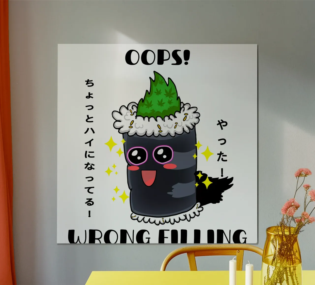 Rotolo di sushi verde poster con telaio in plastica da sillyindustries