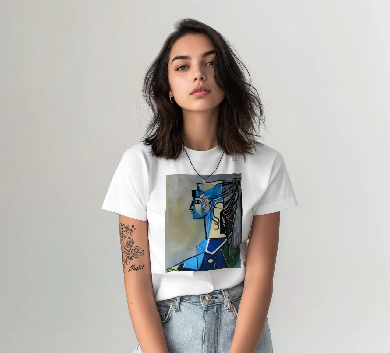 donna in abito blu t-shirt da eternal nino