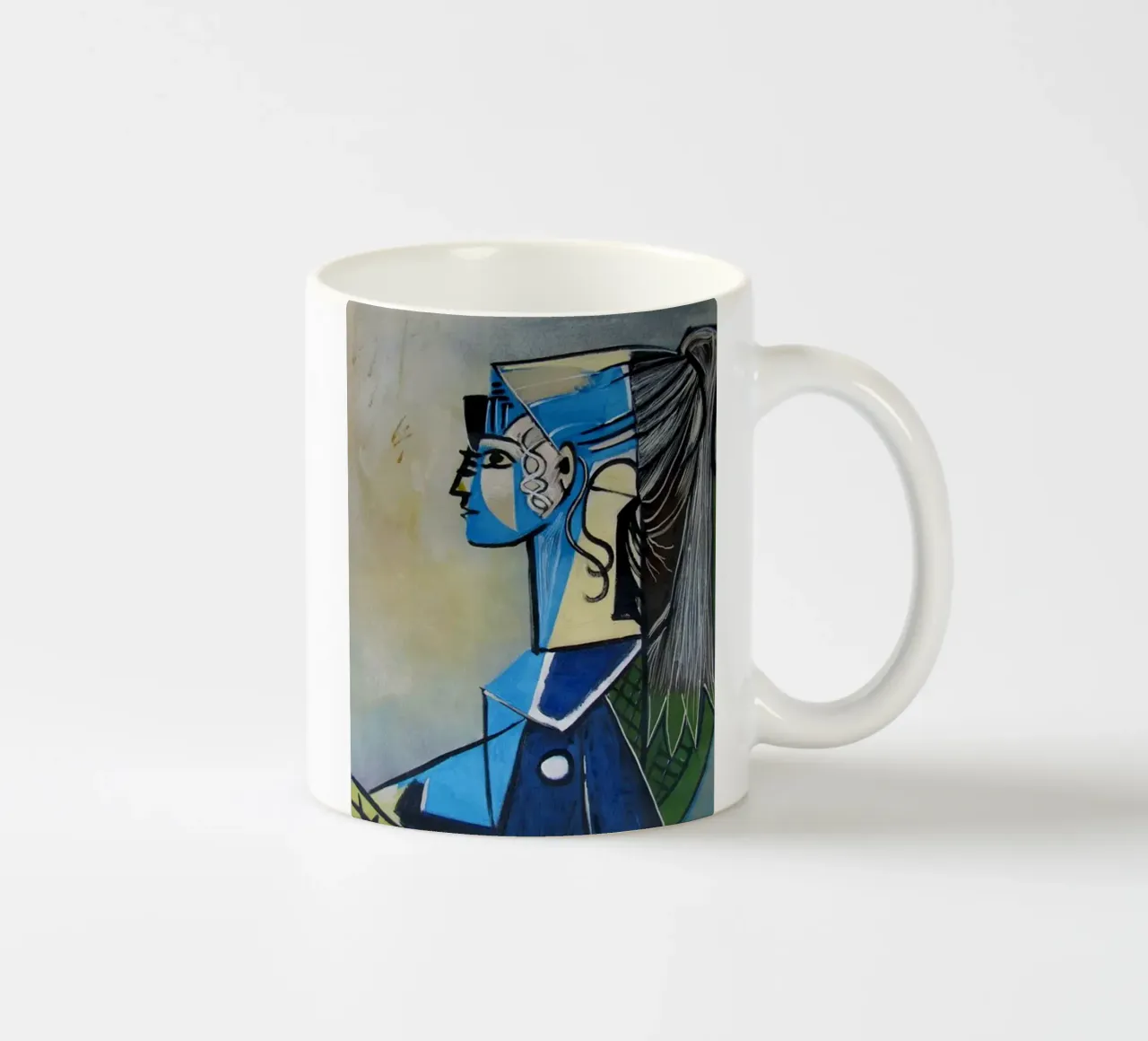 donna in abito blu tazza in ceramica da eternal nino