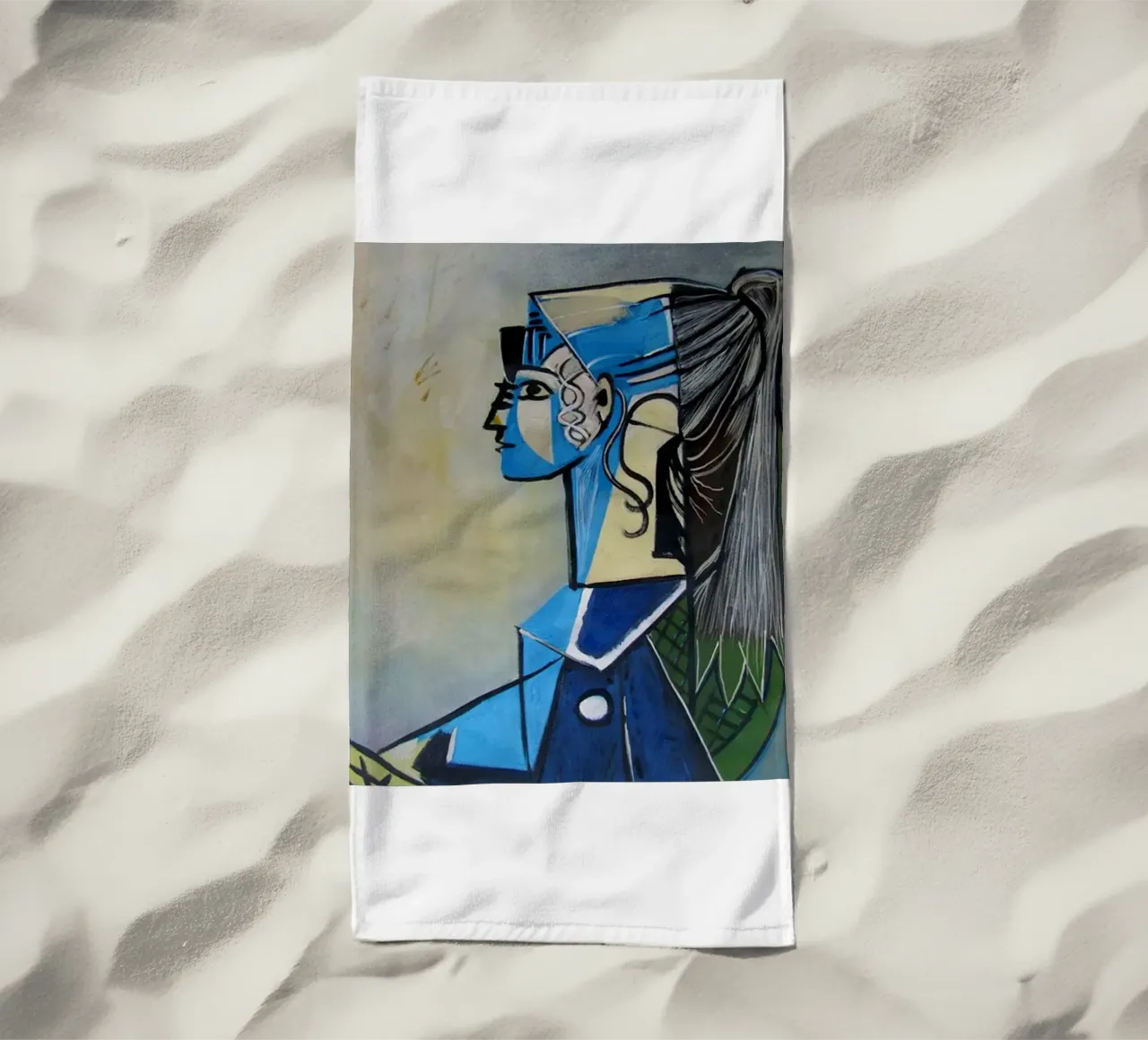 donna in abito blu telo mare da eternal nino