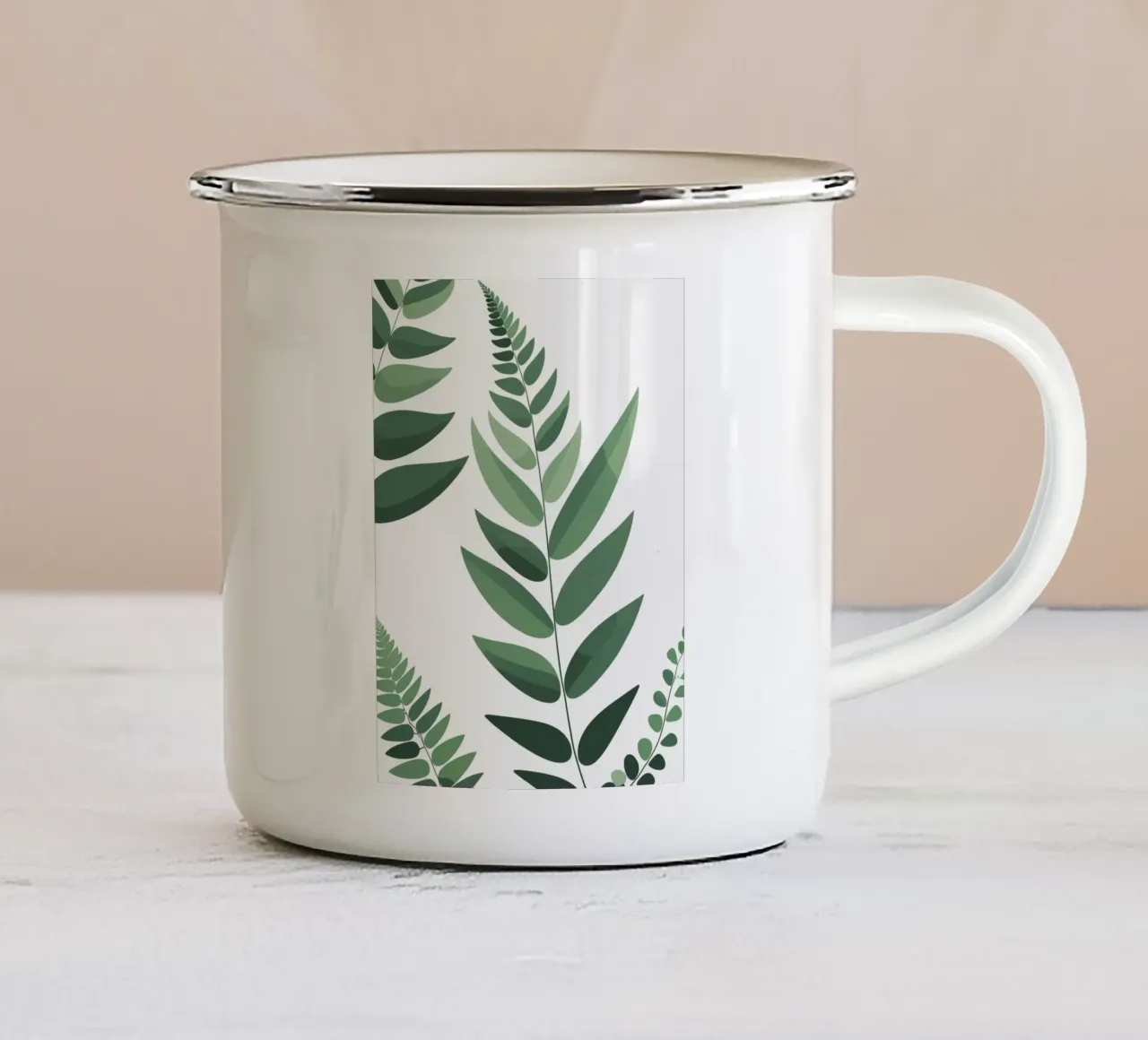 Forma astratta di felce geometrica tazza in smalto da Botanical Gallery