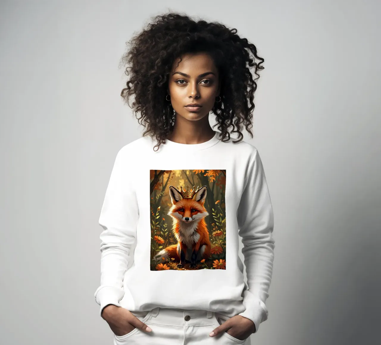 Volpe con corona nella foresta d'autunno felpa da DesignDoodle