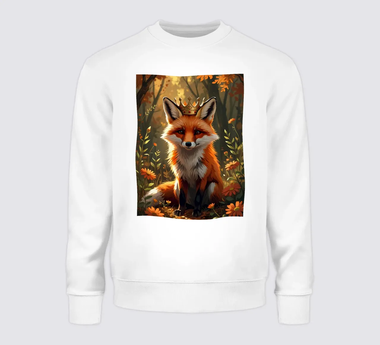 Volpe con corona nella foresta d'autunno felpa da DesignDoodle