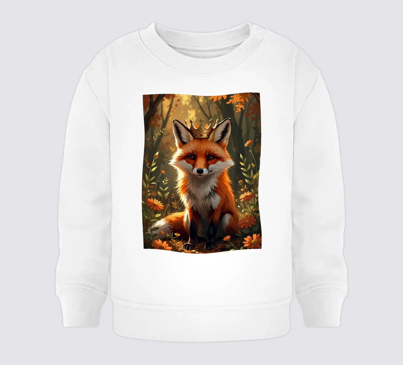 Volpe con corona nella foresta d'autunno felpa neonato da DesignDoodle