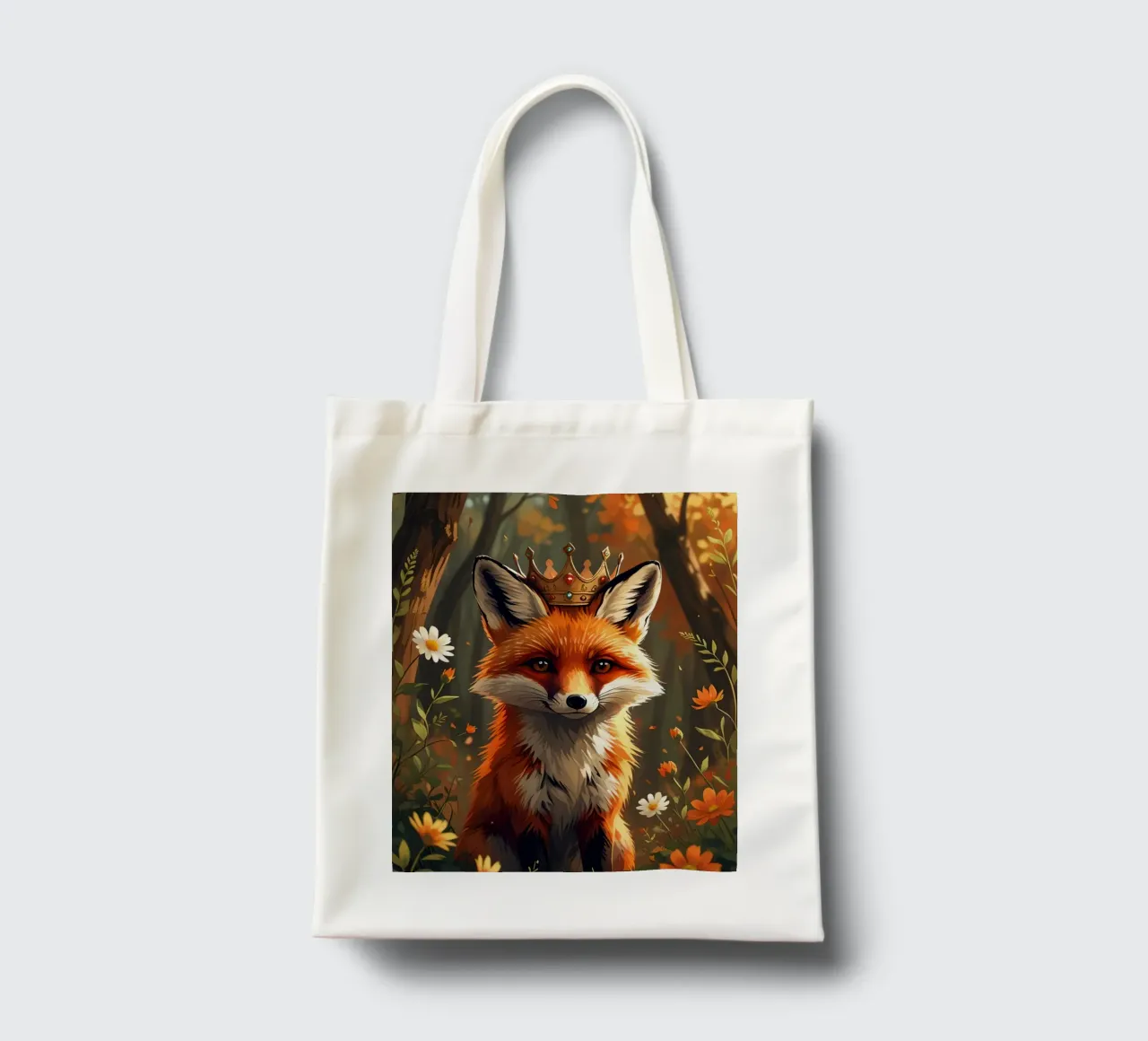 Volpe reale con corona nella foresta d'autunno borsa in juta da DesignDoodle