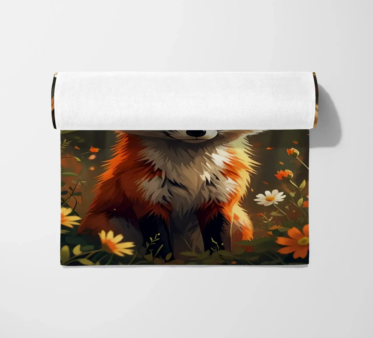 Volpe reale con corona nella foresta d'autunno telo mare da DesignDoodle