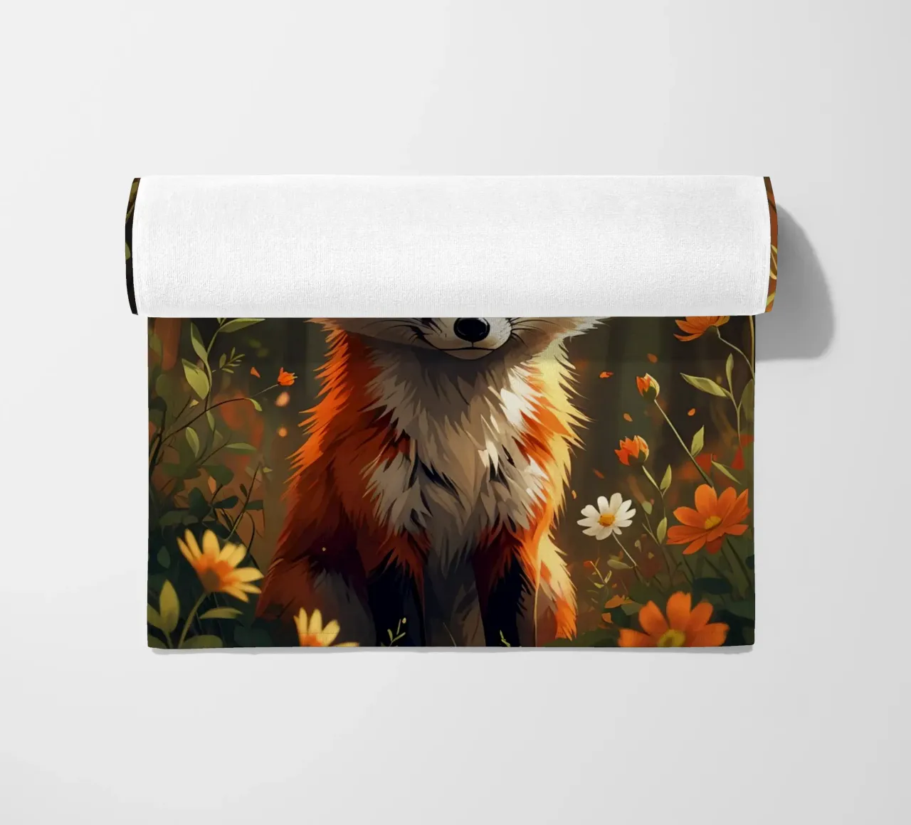 Volpe reale con corona nella foresta d'autunno telo mare da DesignDoodle