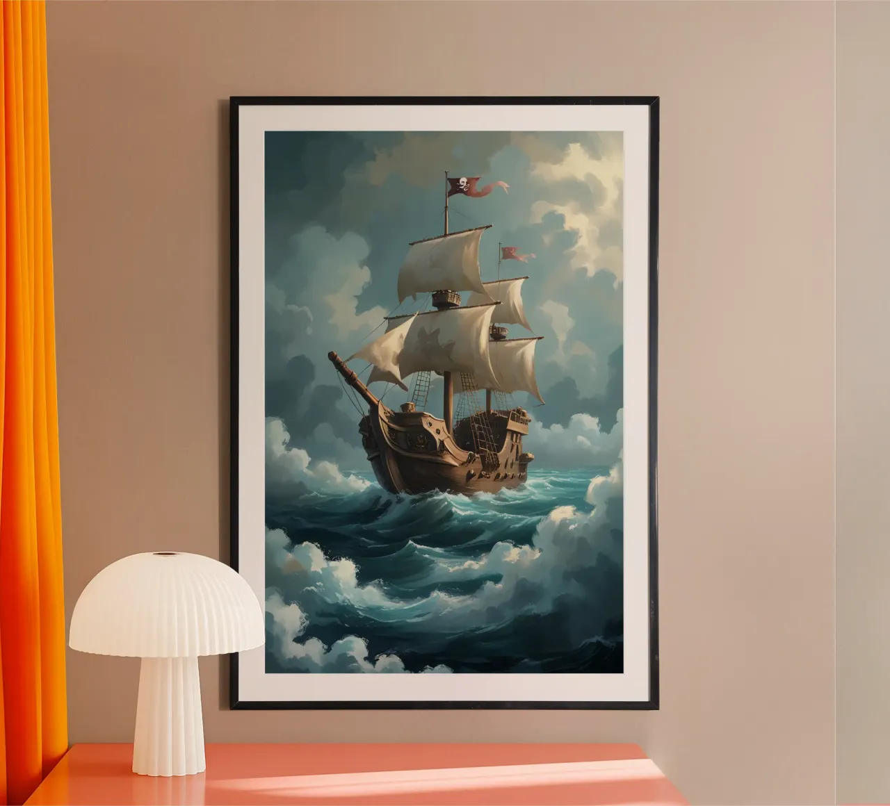 Galeone che naviga in mare aperto carta hahnemühle da DesignDoodle