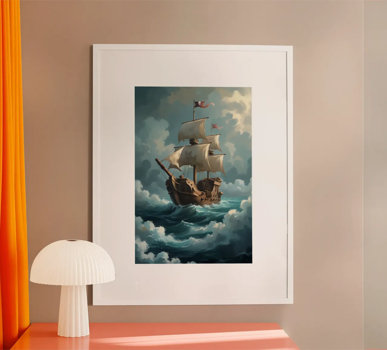 Galeone che naviga in mare aperto carta hahnemühle da DesignDoodle