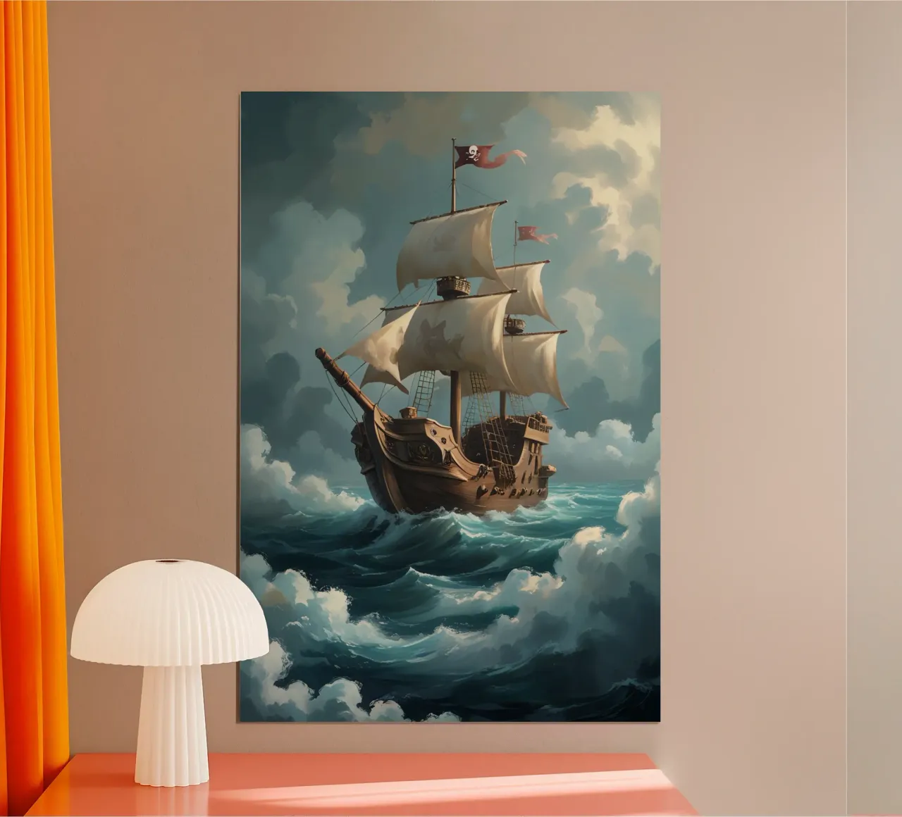 Galeone che naviga in mare aperto carta hahnemühle da DesignDoodle