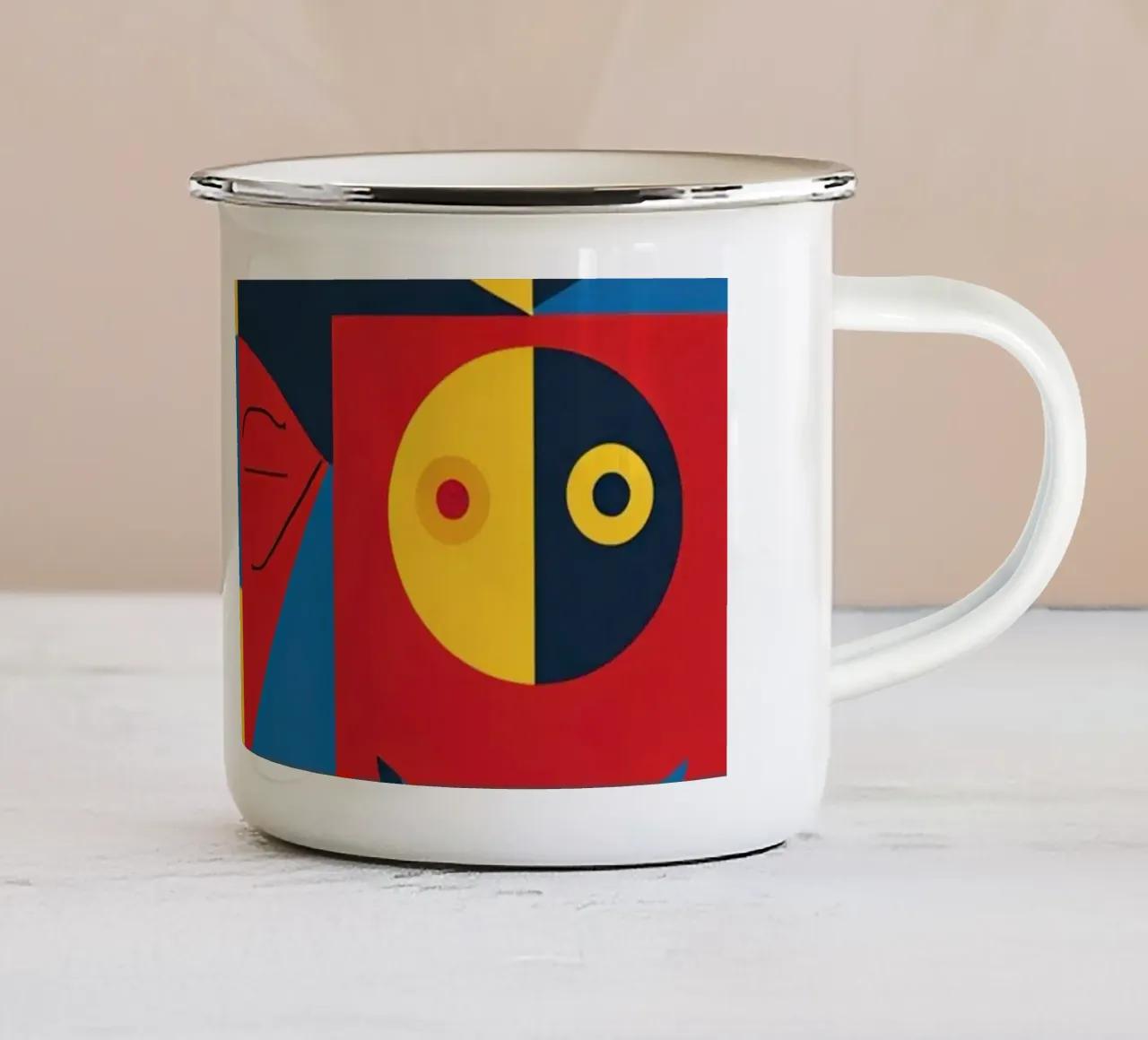 Composizione astratta geometrica con forme di animali tazza in smalto da DesignDoodle