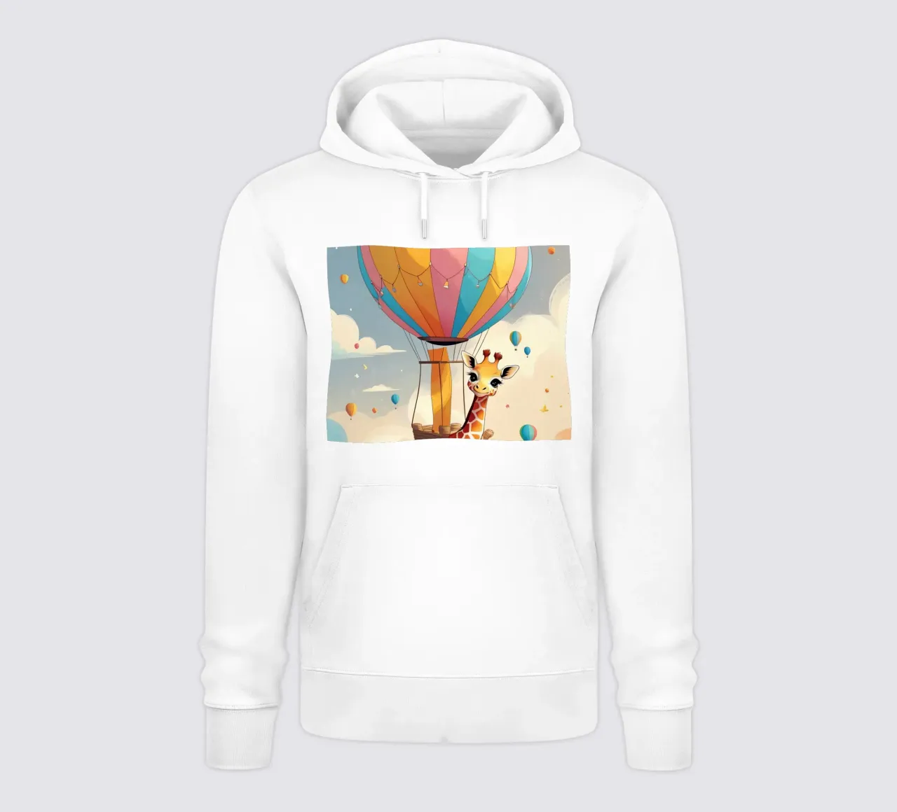 Giraffa felice in mongolfiera felpa con cappuccio da DesignDoodle