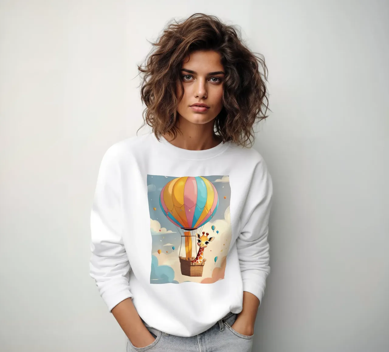 Giraffa felice in mongolfiera felpa da DesignDoodle