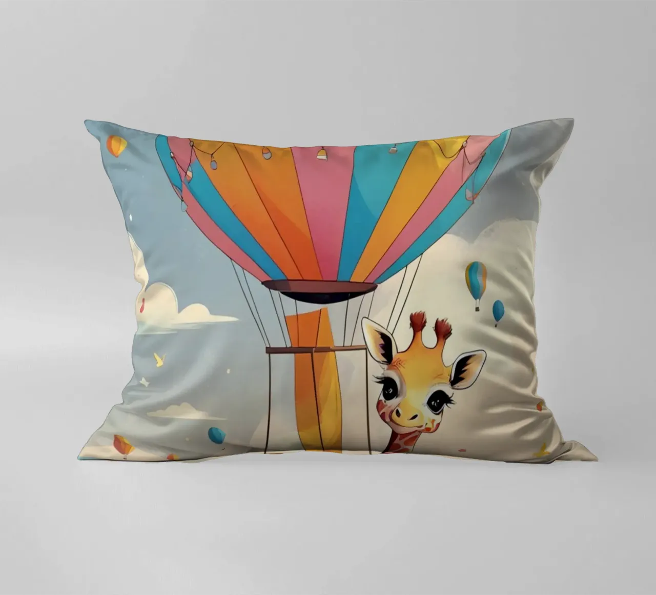 Giraffa felice in mongolfiera cuscino da DesignDoodle