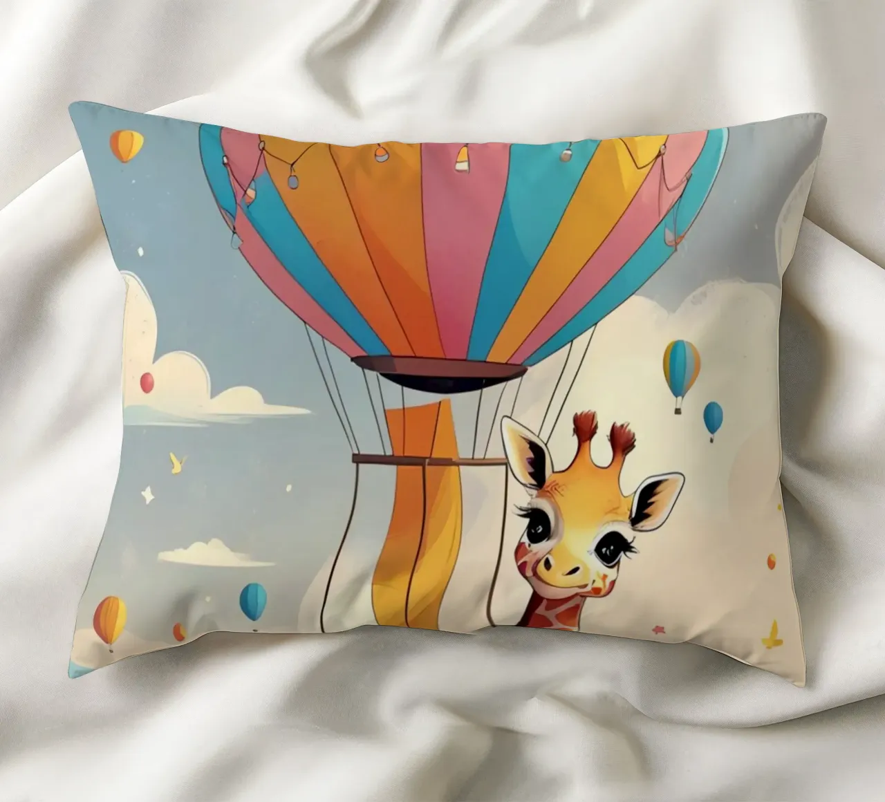 Giraffa felice in mongolfiera cuscino da DesignDoodle