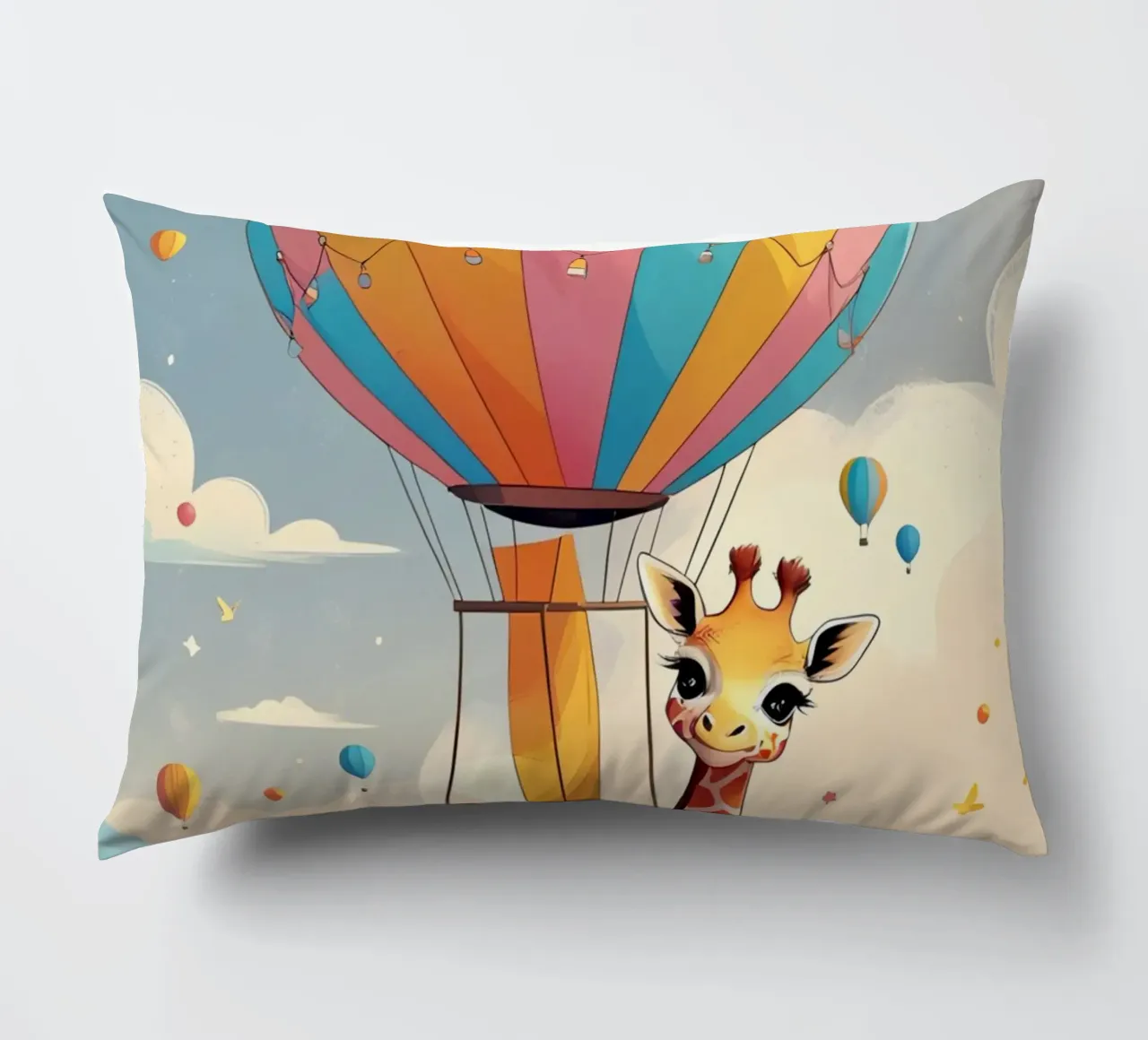Giraffa felice in mongolfiera cuscino da DesignDoodle