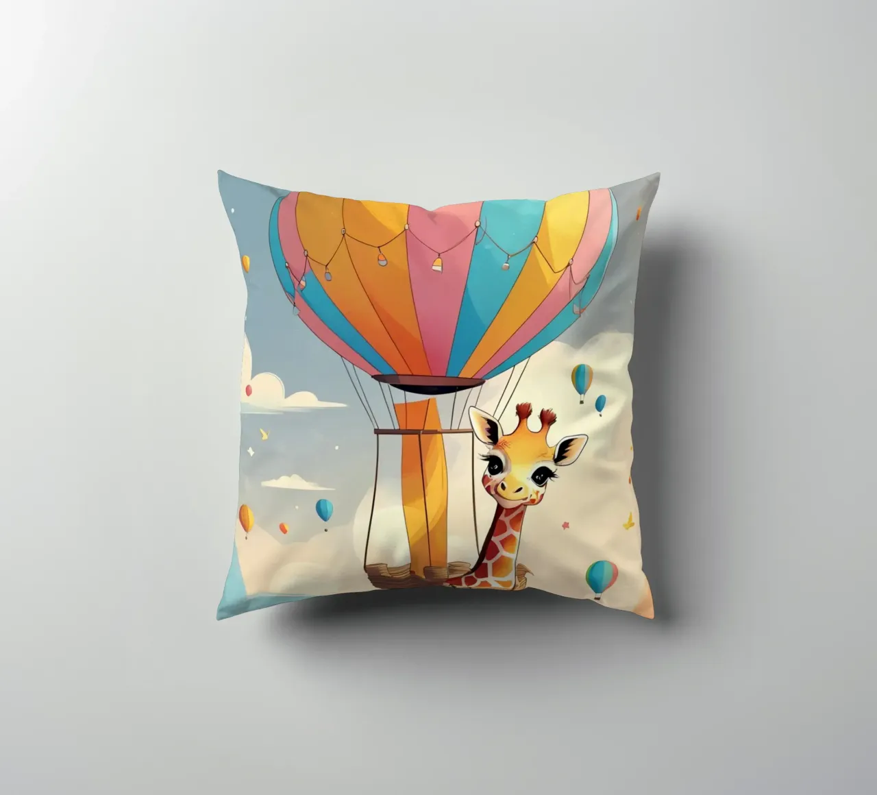 Giraffa felice in mongolfiera cuscino da DesignDoodle