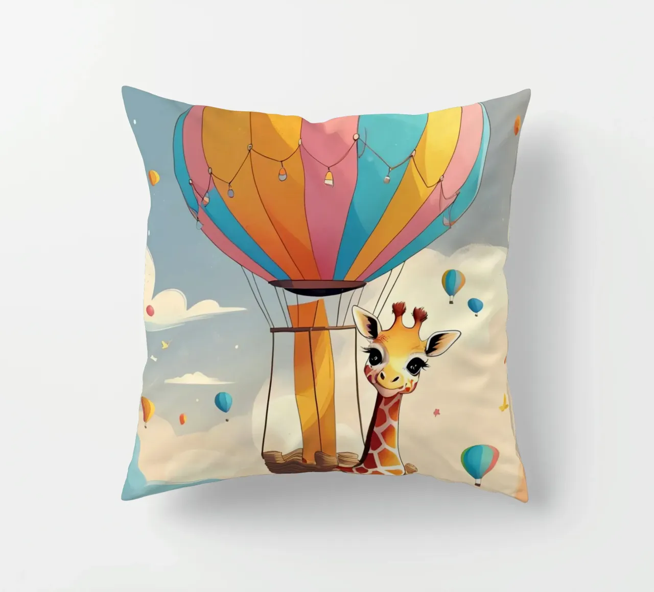 Giraffa felice in mongolfiera cuscino da DesignDoodle