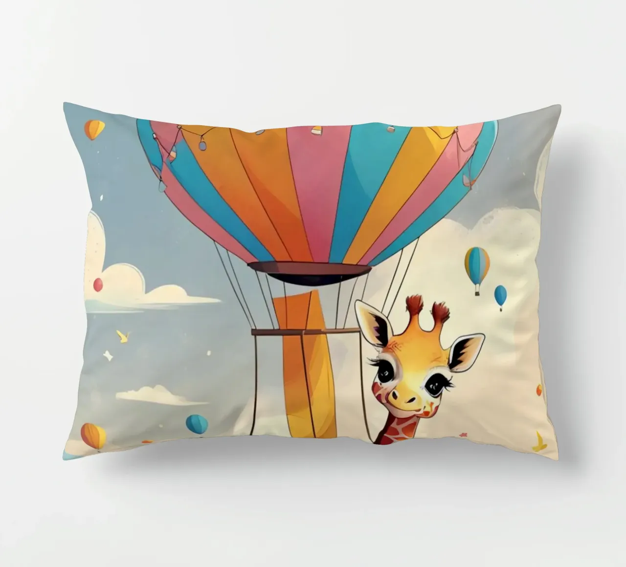 Giraffa felice in mongolfiera cuscino da DesignDoodle