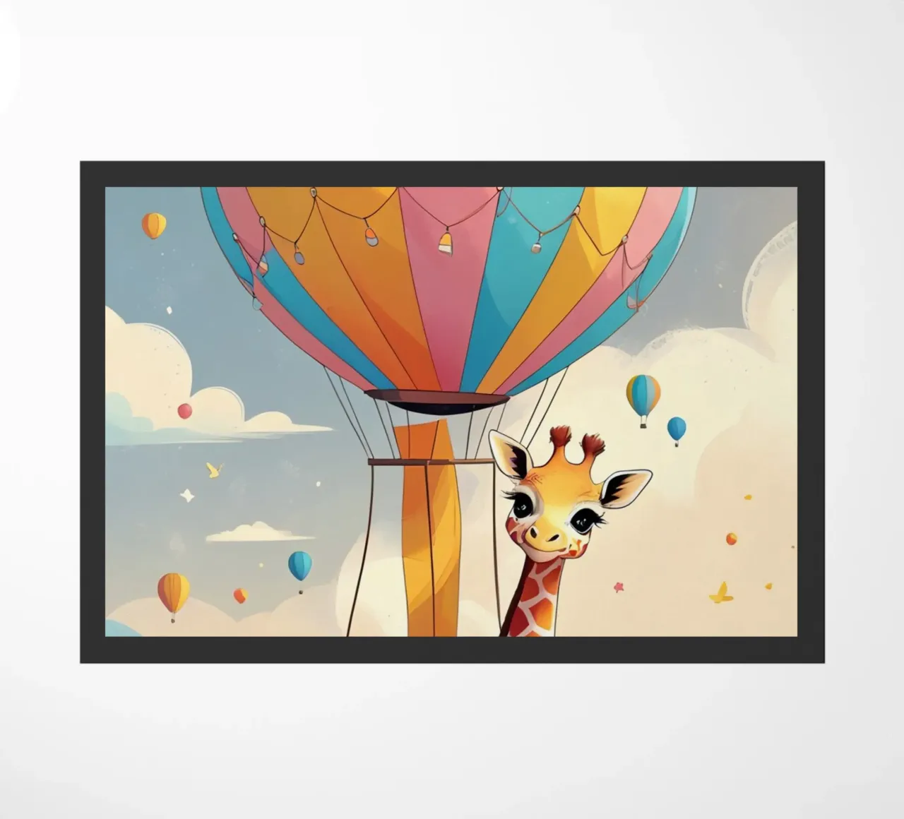 Giraffa felice in mongolfiera zerbino da DesignDoodle