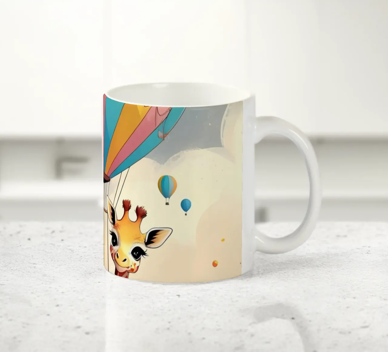 Giraffa felice in mongolfiera tazza in ceramica da DesignDoodle