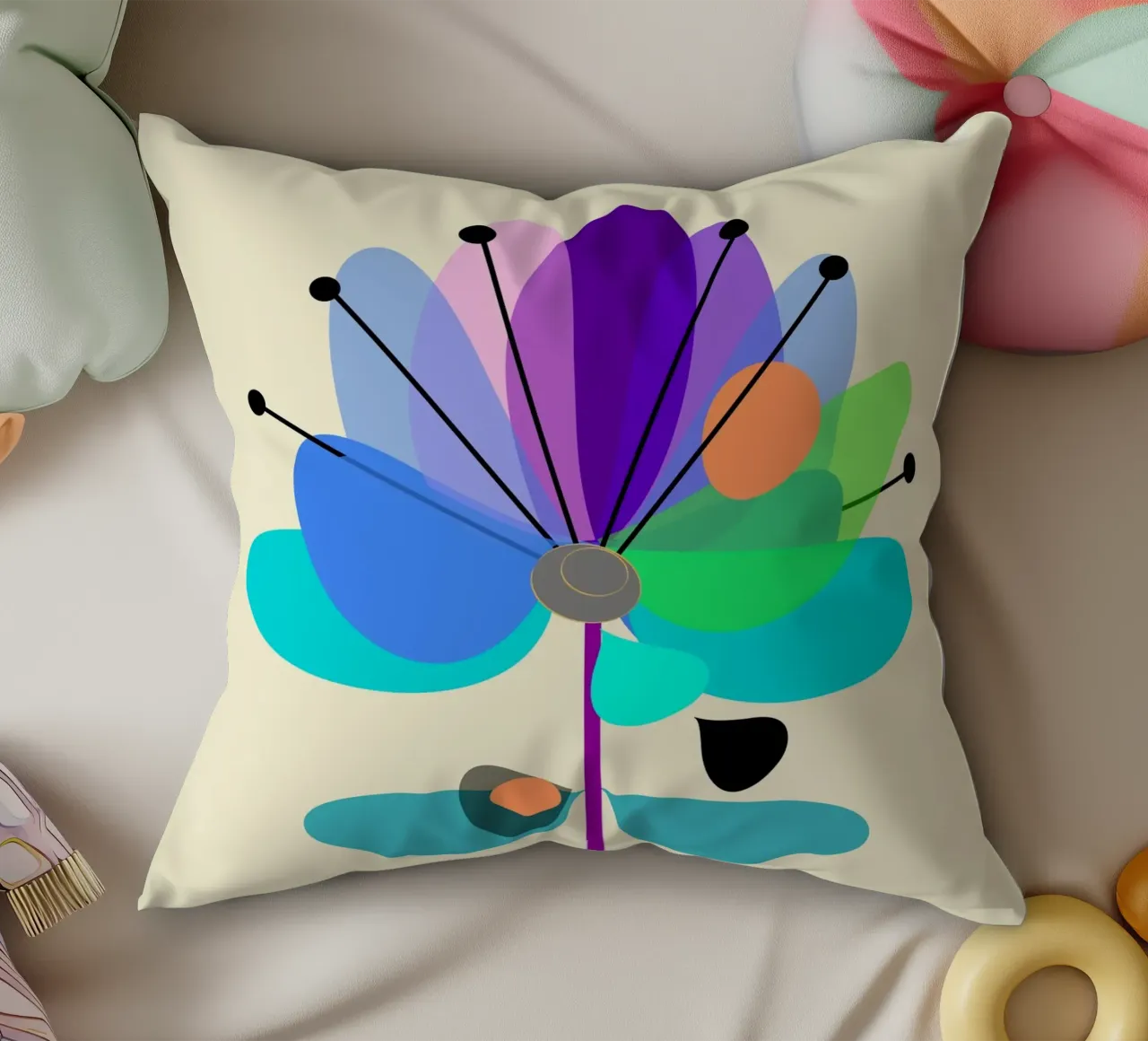 Multicolor Bloom cuscino da MirimoDesign