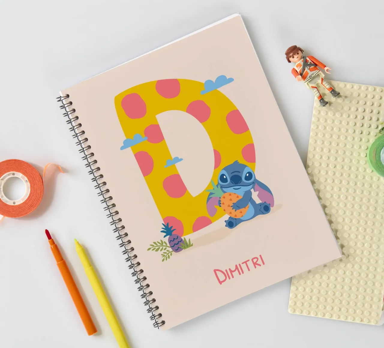 Stitch - Letter D with name spiral notebook by Stitch