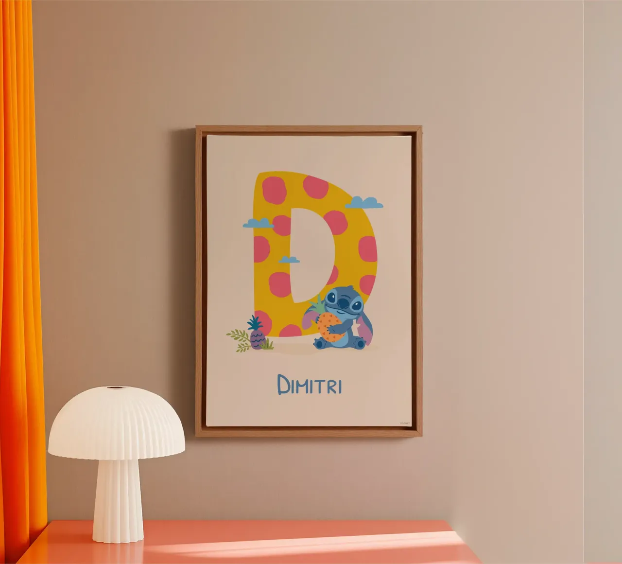 Stitch - Letter D with name canvas by Stitch